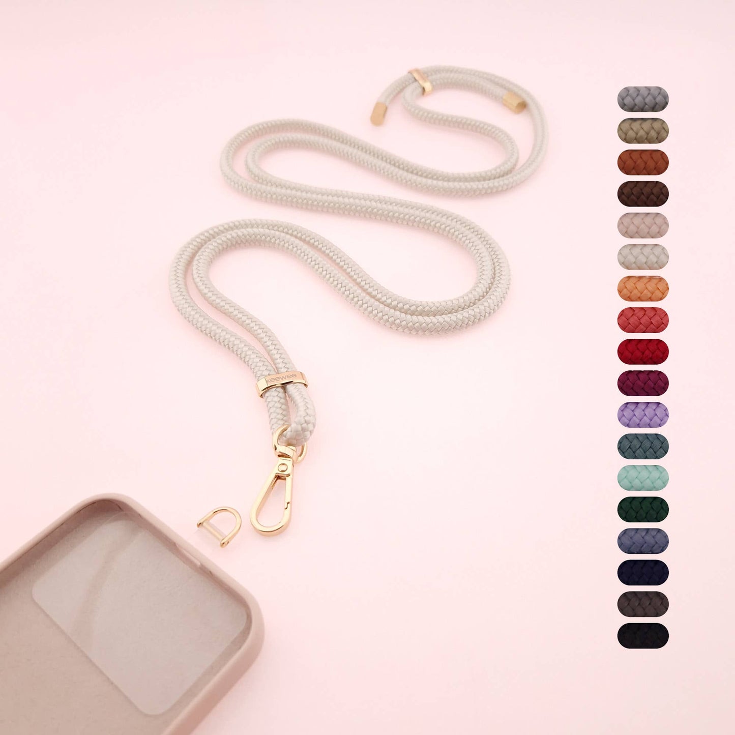 Universal Handykette One mit Patch - UNI COLOR: #07 Coral / Silber