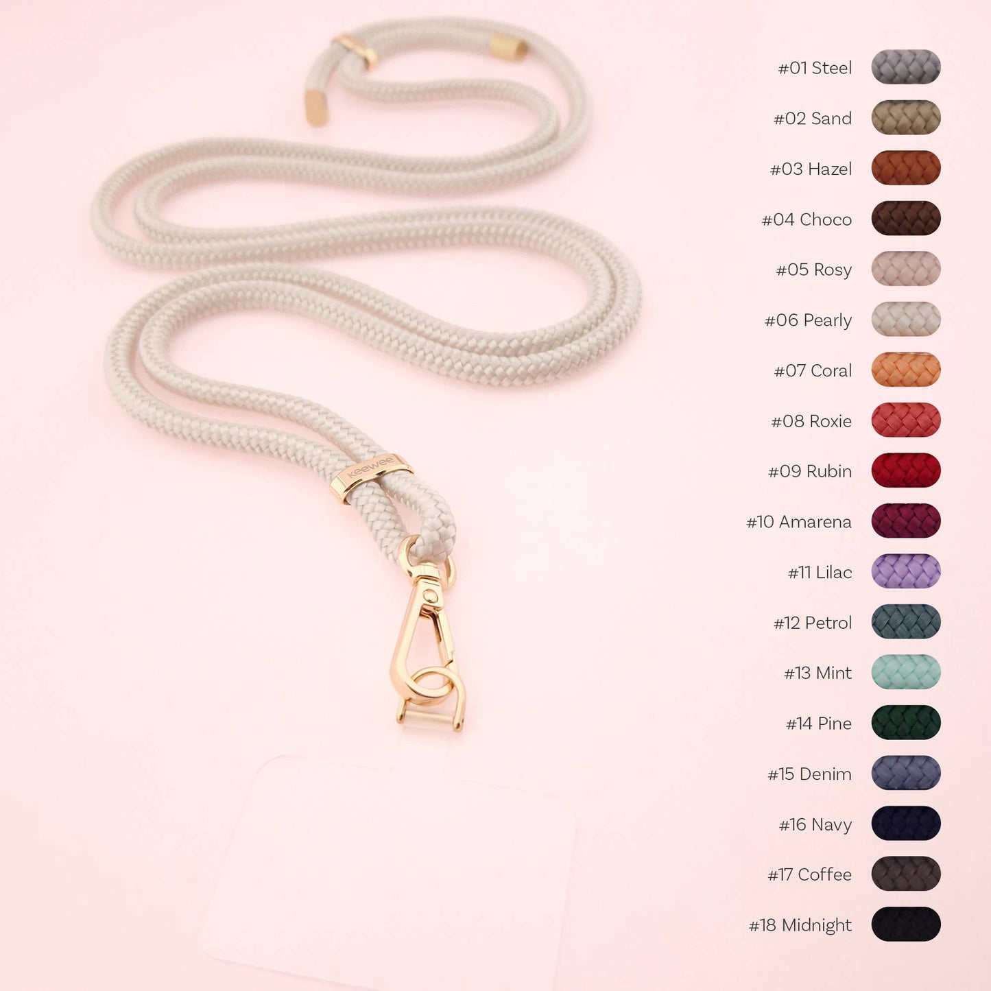 Universal Handykette One mit Patch - UNI COLOR: #07 Coral / Silber